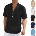 thumbnail image 1 of Antinious Summer Beach Shirt Men,Oversized Tshirts for Man,Mens Short Sleeve Shirts Button up Fashion Loose Casual Ventilate Pockets Stand Collar,White,L, 1 of 5