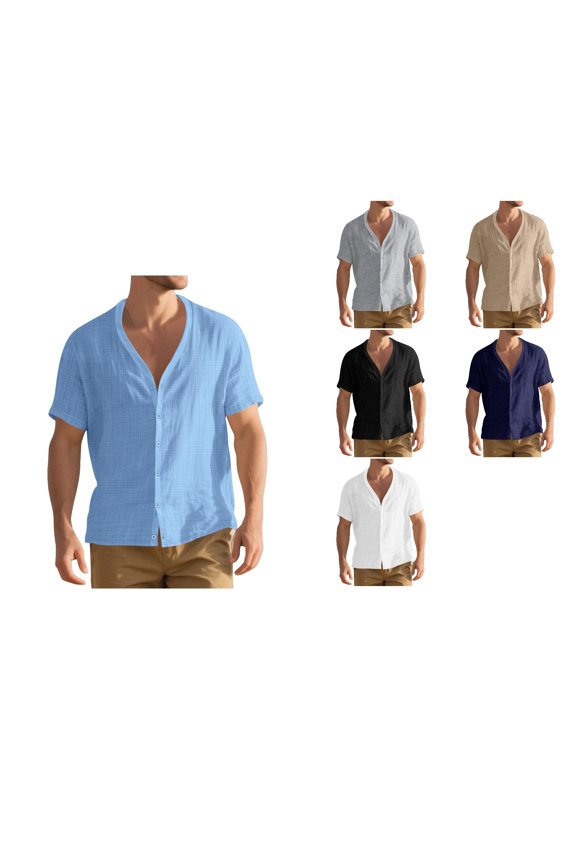 Summer Beach Shirt Men,Oversized Tshirts for Man,Mens Short Sleeve Shirts Button up Casual Beach Print Turndown Shirt Blouse,Navy,L