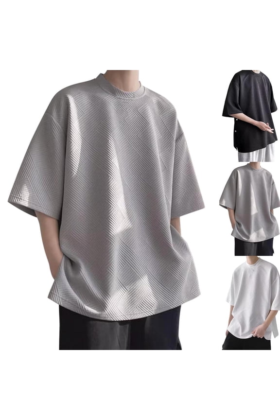 Summer Beach Shirt Men,Oversized Tshirts for Man,T Shirts for Man Solid Casual Short Sleeve Loose Crewneck Workout Tops,Black,L
