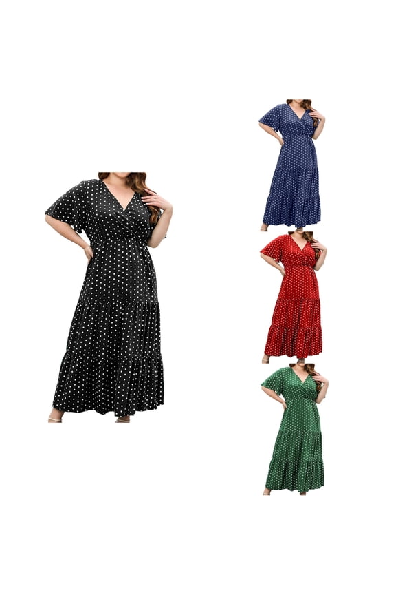 Summer Dresses for Women,Beach Dresses for Women,Plus Size Dresses for Curvy Women High Waisted Short Sleeved Oversized Wedding Guest Dresses,Blue,XXXL
