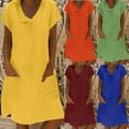 thumbnail image 1 of Antinious Summer Dresses for Women,Womens Dresses for Party,Beach Dresses for Women V-Neck And Linen Casual Pocket Short Sleeved Mini Dresses,Green,XL, 1 of 5