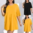 thumbnail image 1 of Antinious Women Plus Size Solid Casual Short Sleeve Round Neck Beach Dress, 1 of 5