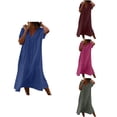 thumbnail image 1 of Antinious Women Short Sleeve V-Neck Solid Ruched Loose Casual Lightweight Dress, 1 of 5