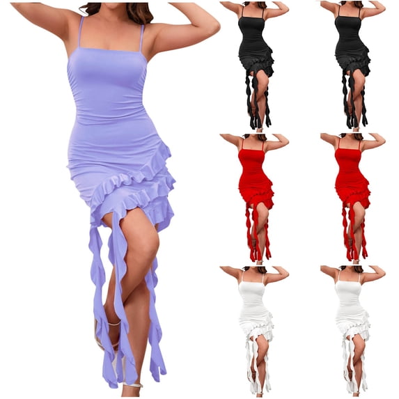 Antinious Summer Dresses for Women,Womens Dresses for Party,Beach Dresses for Women Casual Sleeveless Collar Suspenders Solid Dress,White,XS