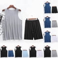 thumbnail image 1 of Antinious Men Summer Outfits,Track Suits for Men Casual Solid Sleeveless V-Neck High Elasticity Sports Camisole Set,White,XL, 1 of 3