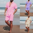 thumbnail image 1 of Antinious Summer Sleepwear Outfits for Men,Mens Loungewear Set,Mens Solid Casual Beach Short Sleeve Shirt Shorts Set,Purple,XL, 1 of 4