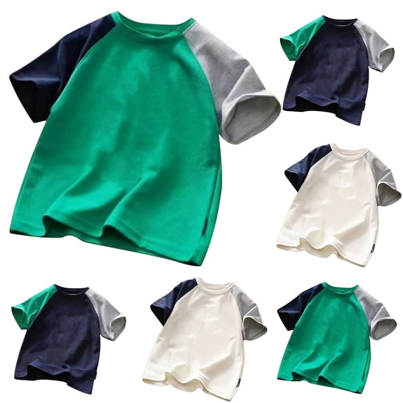 Antinious Summer Toddler Boys Loose Color Matching Short Sleeve Tshirts Tops,Green,90