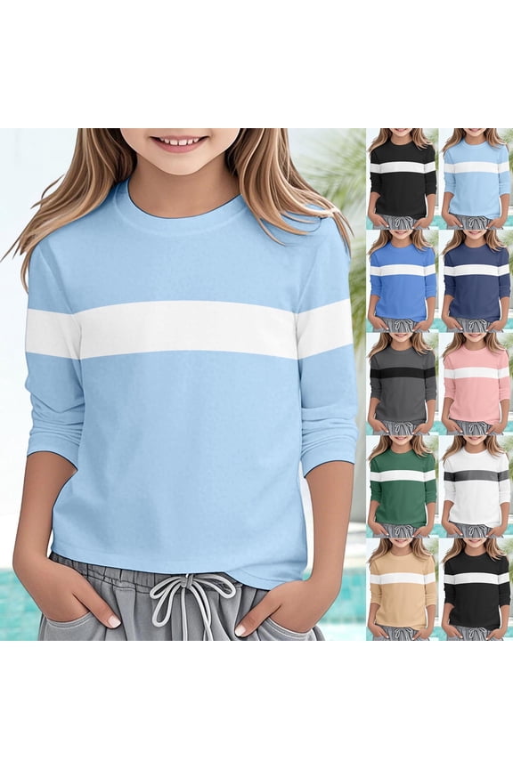 Summer Toddler Kids Versatile Round Neck Short Sleeve Solid Tshirts Blouse,Khaki,110