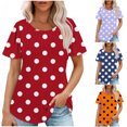 thumbnail image 1 of Antinious Summer Tops for Women Trendy,Sweatshirt for Women,Ladies Casual Short Sleeved Loose Crewneck Printed Top,Purple,XXL, 1 of 5