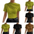 thumbnail image 1 of Antinious Summer Tops for Women Trendy,Sweatshirt for Women,Ladies Fashion Solid Pullover Short Sleeved Crewneck Top/shirt,Coffee,S, 1 of 5