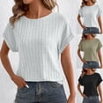 thumbnail image 1 of Antinious Summer Tops for Women Trendy,Sweatshirt for Women,Ladies Solid Crewneck Strip Knitted Short Sleeve,Black,XL, 1 of 5