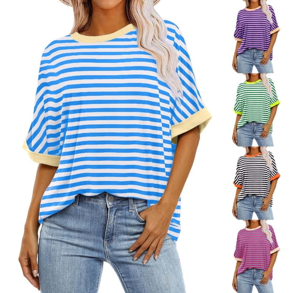 Antinious Sweatshirt for Women,Fashion Ladies Casual Comfortable Print Crewneck Short Sleeved Top,Purple,XL