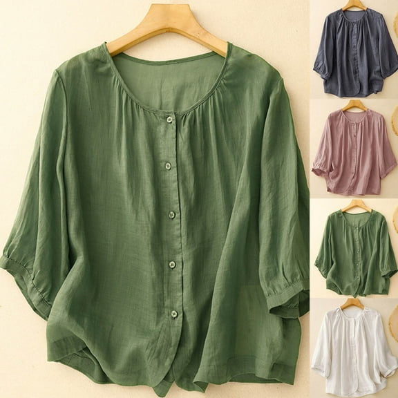 Antinious Sweatshirt for Women,Tops for Women Trendy,Ladies Casual Fashion Striped Shirt Buttoned Short Sleeve Turndown Collar Blouse Shirts,Beige,M