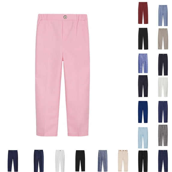 Antinious Toddler Boys Elastic Waist School Uniform Loose Comfortable Full Length Pants 2-3Y