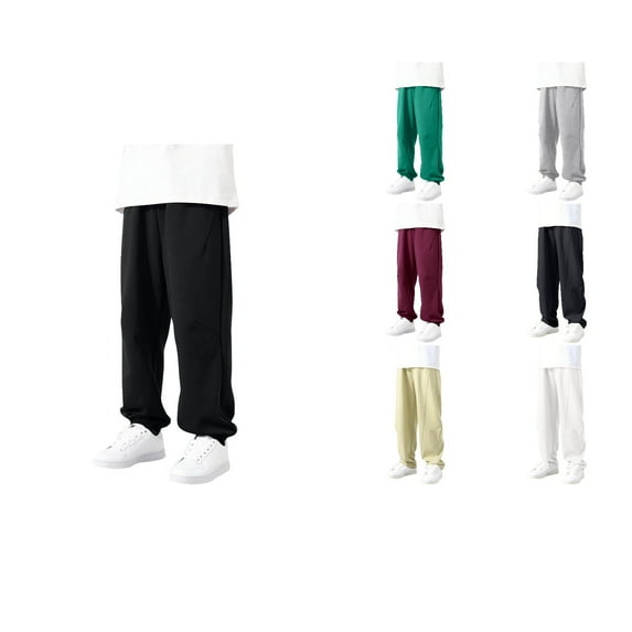 Antinious Toddler Boys Winter Sweatpants Solid Elastic Waist Cuffed with Pockets,Boys Girls Sweatpants,Kids Jogger Pants,120,