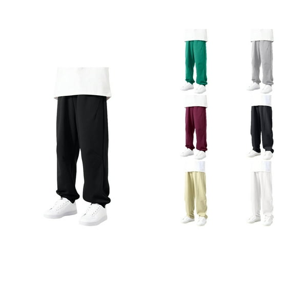 Antinious Toddler Boys Winter Sweatpants Solid Elastic Waist Cuffed with Pockets,Boys Girls Sweatpants,Kids Jogger Pants,150,