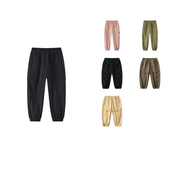 Antinious Toddler Boys go Pants Solid Fleece Pants Cuffed Ankle Outdoor Casual Long Trousers,Boys Girls Pants,Kids Jogger Pants,Pink,110