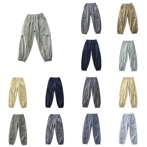 Antinious Toddler Boys go Pants Solid Sweatpants Elastic Waist Casual Pants,Boys Girls Pants,Kids Jogger Pants,Khaki,110