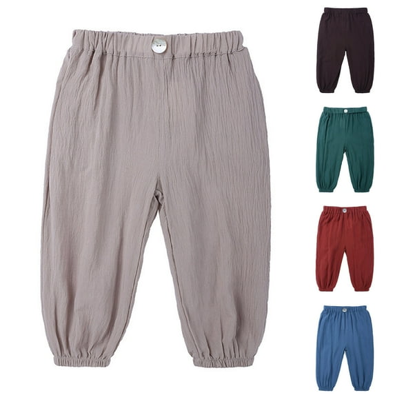 Antinious Toddler Boys Winter Jogger Pants Solid Linen Like Elastic Waist Sweatpants,Boys Girls Sweatpants,Kids Jogger Pants,120,