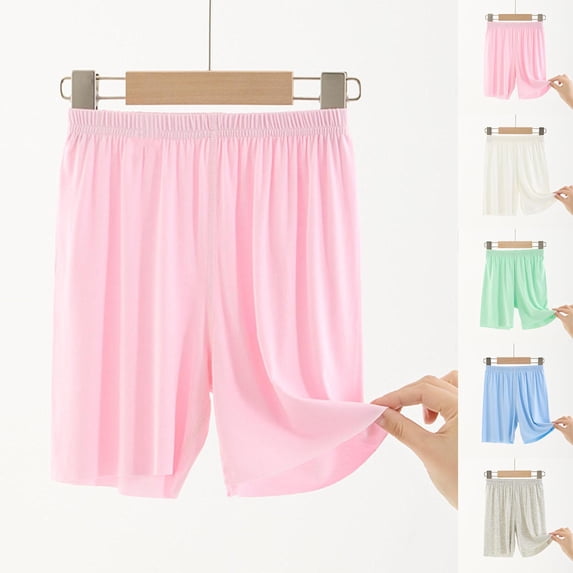 Antinious Toddler Boys Girls Solid Elastic Waist Loose Comfortable Sleepwear Half Shorts Pants