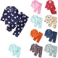 thumbnail image 1 of Antinious Toddler Boys Girls Solid Imitate Silk Round Neck Long Sleeve Straight Leg Pants Fresh Loungewear Outfit, 1 of 5