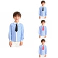 thumbnail image 1 of Antinious Toddler Boys Girls Stripe Collared Long Sleeve School Uniform Button Casual Tops, 1 of 5