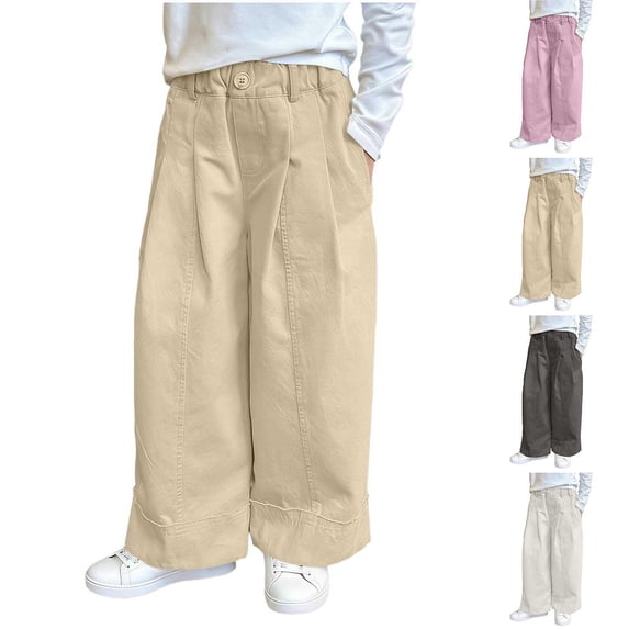 Antinious Toddler Boys Girls Stylish Solid Elastic Waist Pocket Casual Full Length Pants 7-8Y