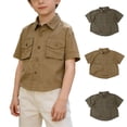 thumbnail image 1 of Antinious Toddler Boys Solid Collared Short Sleeve School Uniform Summer Pocket Casual Tops, 1 of 5