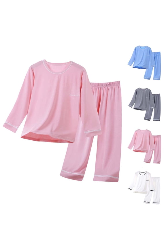 Toddler Casual Set Solid Long Sleeve Tops with Elastic Waist Pants Daily Loungewear