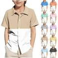 thumbnail image 1 of Antinious Toddler Casual Short Sleeve School Uniform Botton Printed Button Down Shirts,Gray,140, 1 of 5