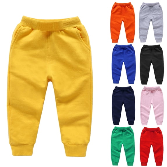 Antinious Toddler Elastic Waist Sweatpants Comfortable Running Solid Outer Jogger 5-6Y