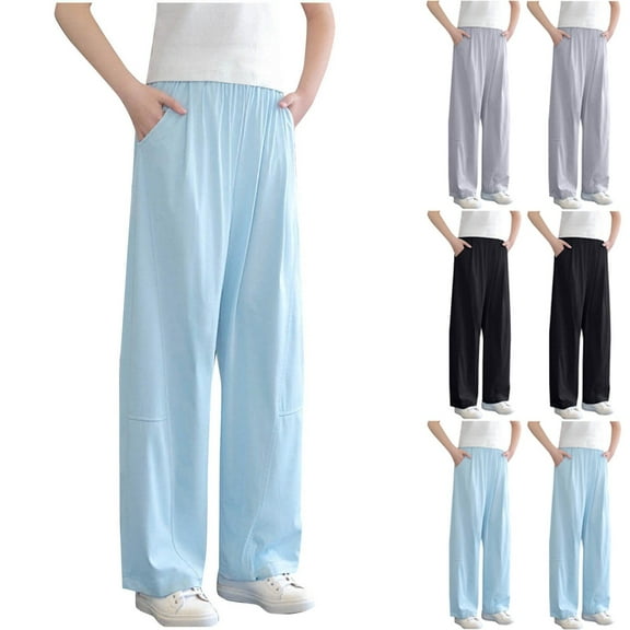 Antinious Toddler Girls Winter Sweatpants Striped Silk Like High Waist Wide Leg Loose Casual Sweatpants,Boys Girls Sweatpants,Kids Jogger Pants,110,