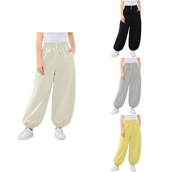 Antinious Toddler Girls Winter Sweatpants Solid Elastic Waist Jogger Pants with Pockets,Boys Girls Sweatpants,Toddler Jogger Pants,80,