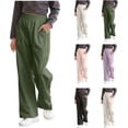 thumbnail image 1 of Antinious Toddler Girls Jogger Pants Elastic Waist Solid Wide Leg Straight Leg Casual Outerwear Long Pants,Boys Girls Sweatpants,Kids go Pants,150,, 1 of 5