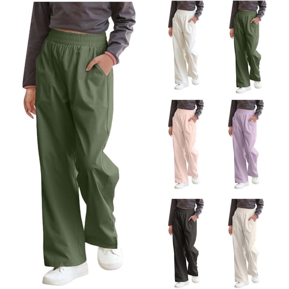 Antinious Toddler Girls Jogger Pants Elastic Waist Solid Wide Leg Straight Leg Casual Outerwear Long Pants,Boys Girls Sweatpants,Kids go Pants,150,
