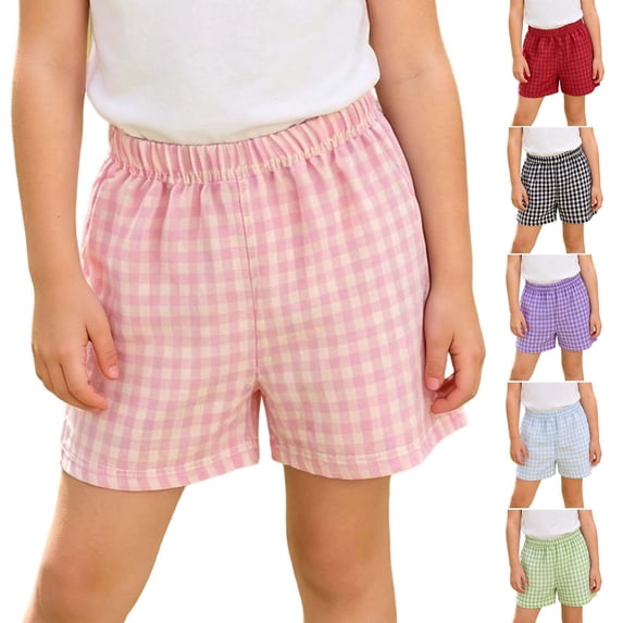 Antinious Toddler Girls Plaid Loose Daily Casual Half Shorts Pants