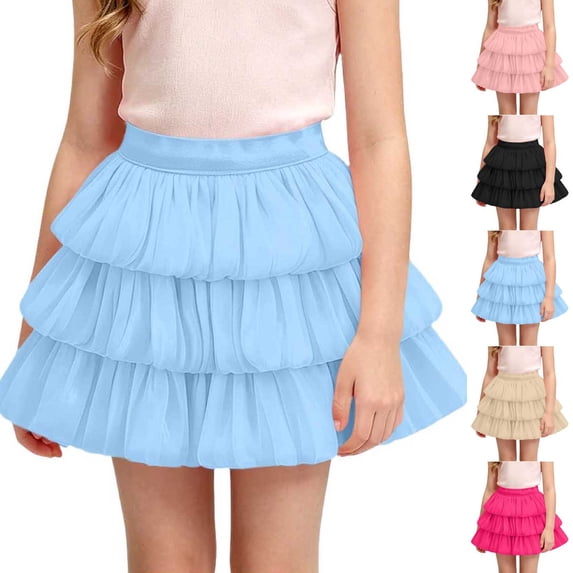 Antinious Toddler Girls Pleated Mini Skirts with Shorts Underneath Elastic Waist Comfy Cake Solid 3-4Y