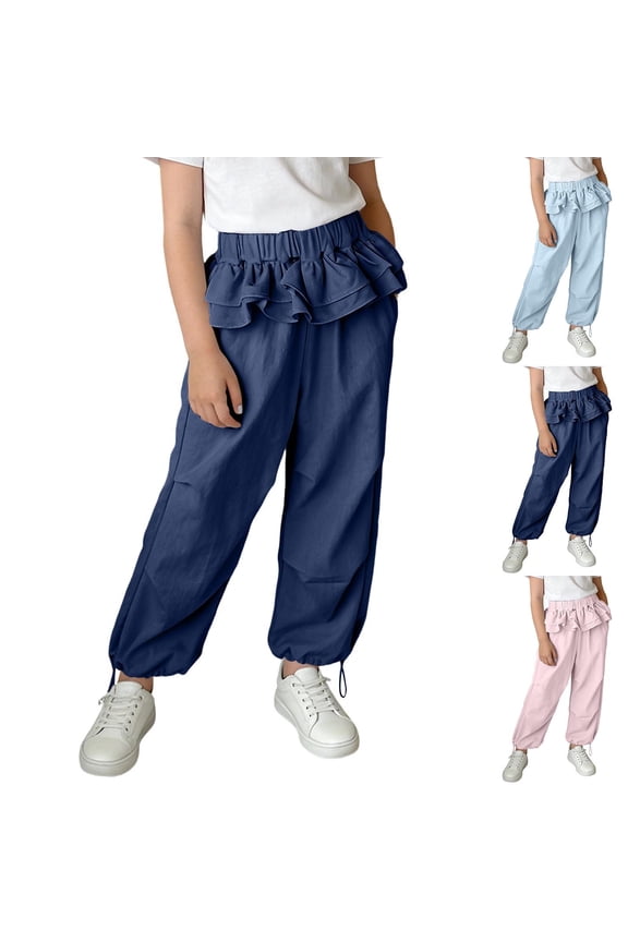 Toddler Girls Ruffle Drawstring Jogger Full Length Casual Pants