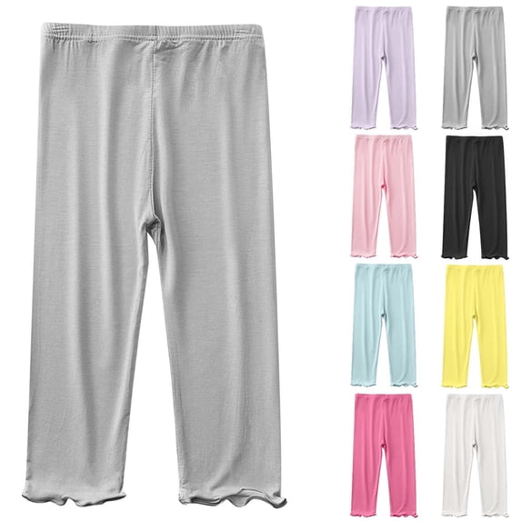 Antinious Toddler Girls Solid Outer Comfortable Running Leggings Capris 3-4Y