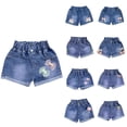 thumbnail image 1 of Antinious Toddler Girls Solid Trendy Wide Leg Denim Outer Bow Casual Shorts Jeans, 1 of 4