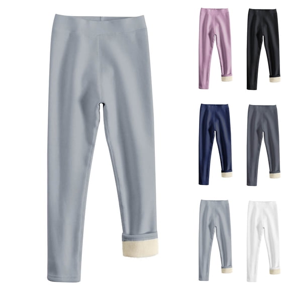 Antinious Toddler Girls Stylish Seamless Fleece Base Fall Winter Warm Full Length Pants 9-11Y