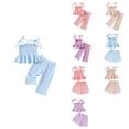 thumbnail image 1 of Antinious Toddler Girls Solid Ruffle Spaghetti Straps Elastic Waist Shorts Soft Versatile V-Neck Tank Top Outfits, 1 of 5