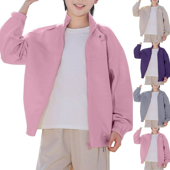 Antinious Toddler Girls Outerwear Solid Long Sleeve Non Hooded Casual Sport Jacket,Sport Coats for Kids,Boys Girls Trench Coat,Purple,130
