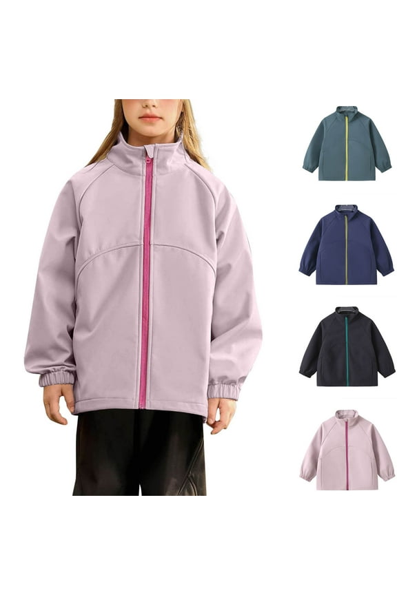 Toddler Girls Sport Coats Solid Soft Windproof Waterproof Long Sleeve Non Hooded Sport Hiking Jacket,Sport Coats for Kids,Boys Girls Trench Coat,Green,120