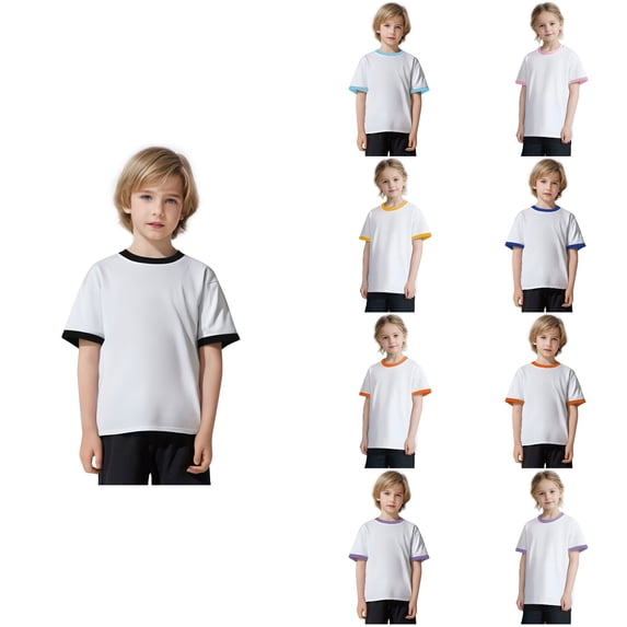 Antinious Toddler Short Sleeve Summer Soft Basic Solid Leisure Going Out Tops,Light Blue,130