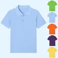 thumbnail image 1 of Antinious Toddler Solid Lapel Short Sleeve Tshirts Casual And Comfortable Top,Light Blue,150, 1 of 3