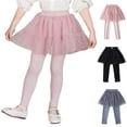 thumbnail image 1 of Antinious Toddler Solid Print Mesh Skirt Fake 2 Piece Full Length Pants Leggings, 1 of 4