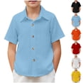 thumbnail image 1 of Antinious Toddler Summer Boys Girls Short Sleeve Solid School Uniform Shirts with Button,Orange,160, 1 of 5