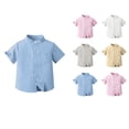 thumbnail image 1 of Antinious Toddler Boys School Uniform Button Pullover Short Sleeve Stand Collar Solid Versatile Trendy Tops, 1 of 3