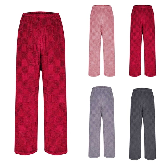 Antinious Travel Pants Women Flannel Straight Leg Casual Sweatpants,Winter Trousers Pants for Women,Travel Pants Women,Free Size,